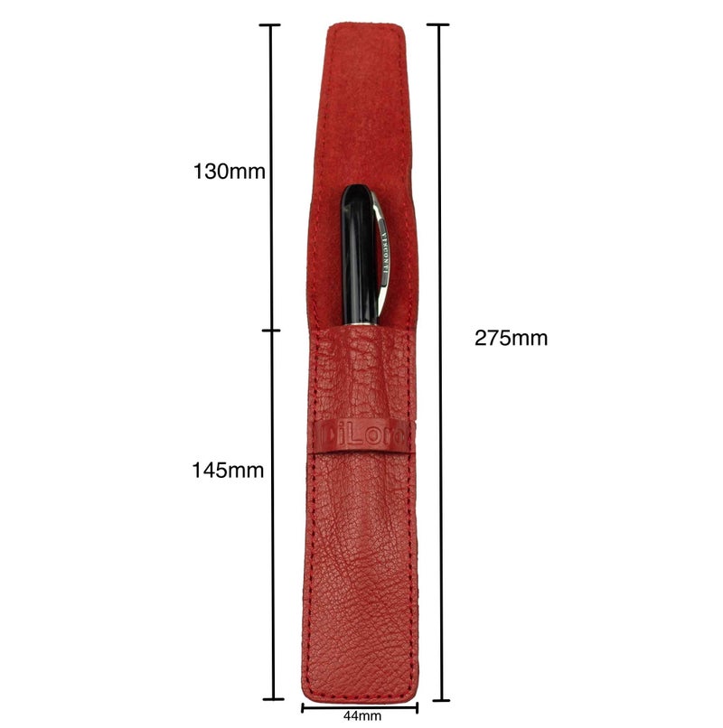 DiLoro Full Grain Genuine Leather Single Pen Case Holder Pencil Pouch (Buffalo Venetian Red) - Image 2
